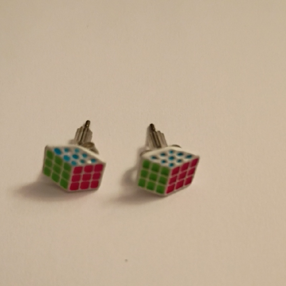 Colorful Cube Earrings For Kids